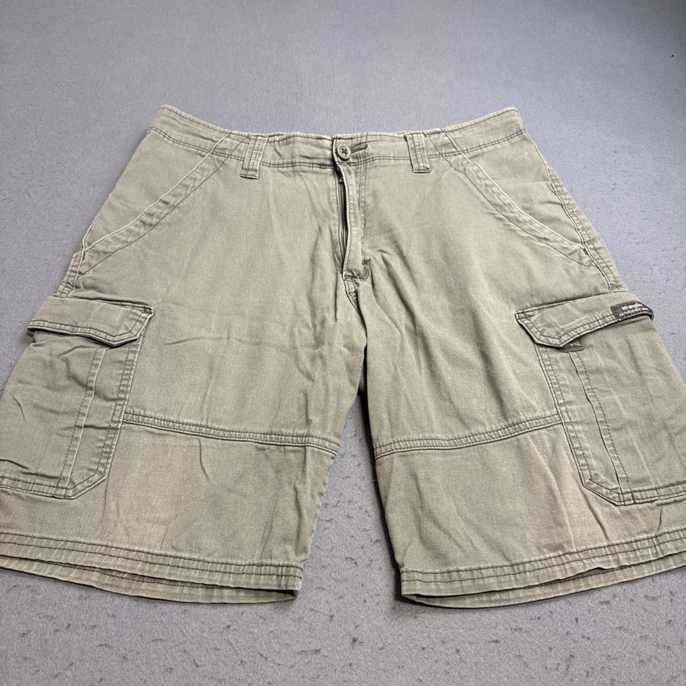 Wrangler Cargo Shorts Mens 32 GREEN Cotton Casual Outdoor Workwear Hiking